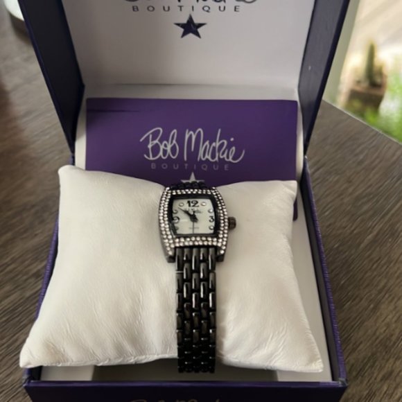Bob Mackie Women\'s Panther 23mm Crystal Bezel Rectangle Watch main image 4